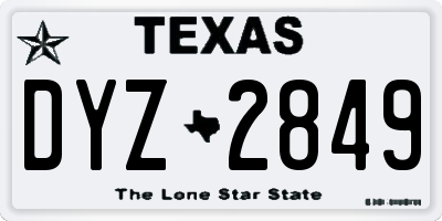 TX license plate DYZ2849