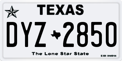 TX license plate DYZ2850