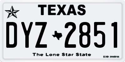 TX license plate DYZ2851