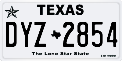 TX license plate DYZ2854