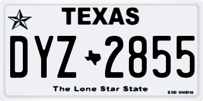 TX license plate DYZ2855
