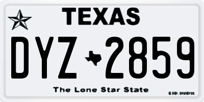 TX license plate DYZ2859