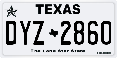 TX license plate DYZ2860