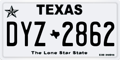 TX license plate DYZ2862