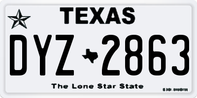 TX license plate DYZ2863