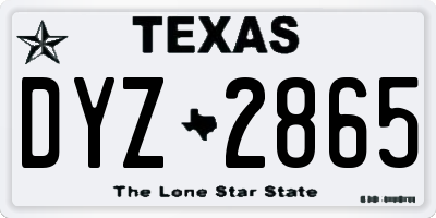 TX license plate DYZ2865