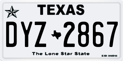 TX license plate DYZ2867