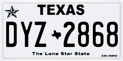 TX license plate DYZ2868