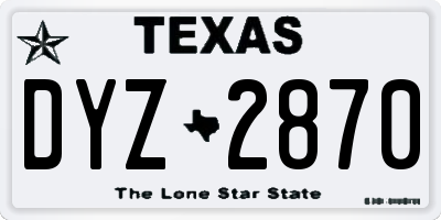 TX license plate DYZ2870