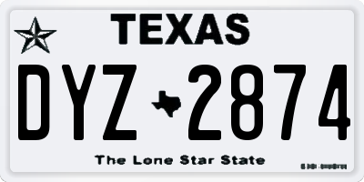 TX license plate DYZ2874