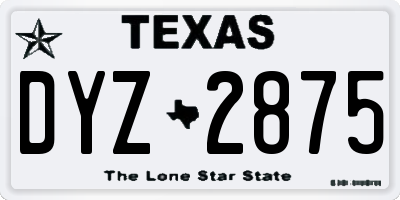 TX license plate DYZ2875