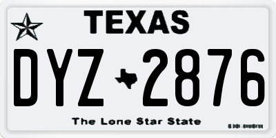 TX license plate DYZ2876