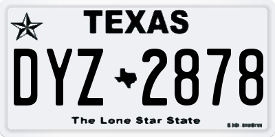 TX license plate DYZ2878