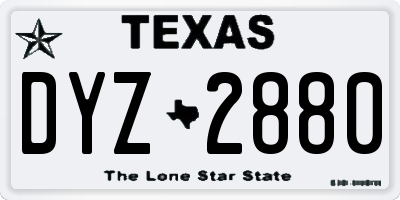 TX license plate DYZ2880