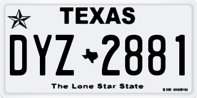 TX license plate DYZ2881