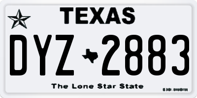 TX license plate DYZ2883