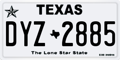 TX license plate DYZ2885