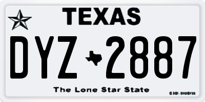 TX license plate DYZ2887
