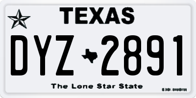 TX license plate DYZ2891