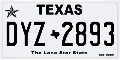 TX license plate DYZ2893