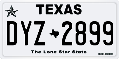 TX license plate DYZ2899