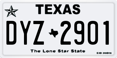 TX license plate DYZ2901