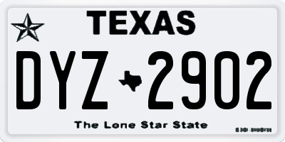 TX license plate DYZ2902