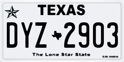 TX license plate DYZ2903
