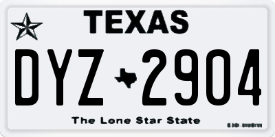 TX license plate DYZ2904