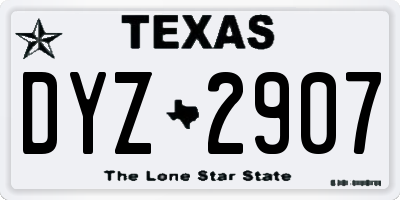 TX license plate DYZ2907