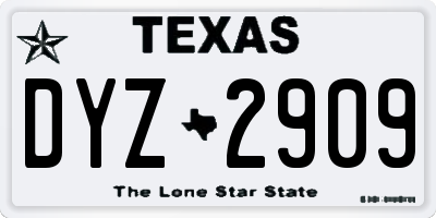 TX license plate DYZ2909