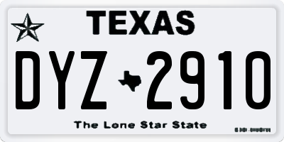 TX license plate DYZ2910