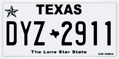 TX license plate DYZ2911