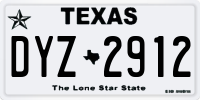 TX license plate DYZ2912