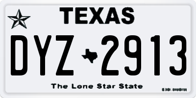 TX license plate DYZ2913