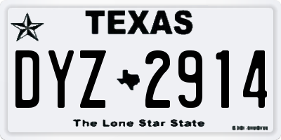 TX license plate DYZ2914