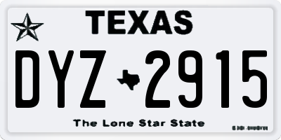 TX license plate DYZ2915