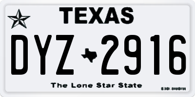 TX license plate DYZ2916