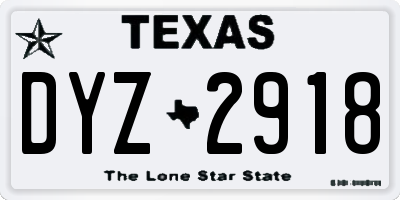 TX license plate DYZ2918