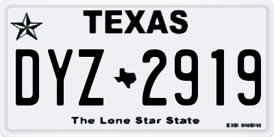TX license plate DYZ2919