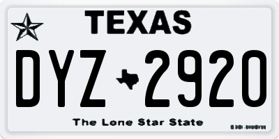 TX license plate DYZ2920