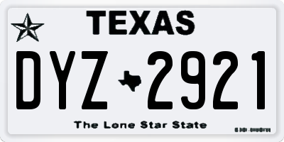 TX license plate DYZ2921