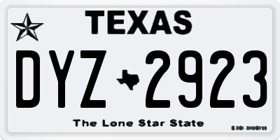 TX license plate DYZ2923
