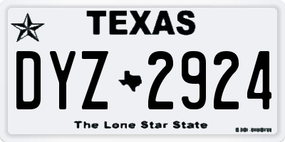 TX license plate DYZ2924