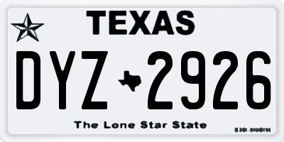 TX license plate DYZ2926