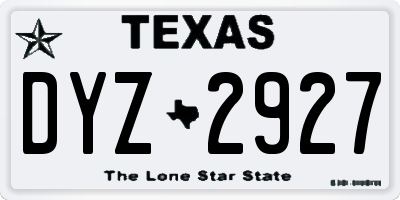 TX license plate DYZ2927