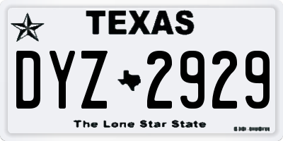 TX license plate DYZ2929