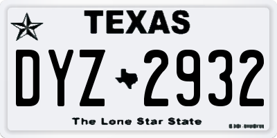 TX license plate DYZ2932