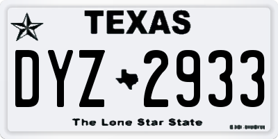 TX license plate DYZ2933