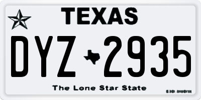 TX license plate DYZ2935